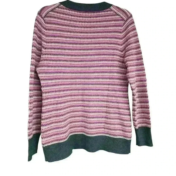 Trina Turk Merino Wool Multicolor Striped Button Front Cardigan Size Large - Picture 4 of 5